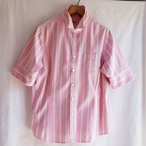 L.L.Bean Women’s Pink, White and Green Stripes Button Down Top. Size: Lg